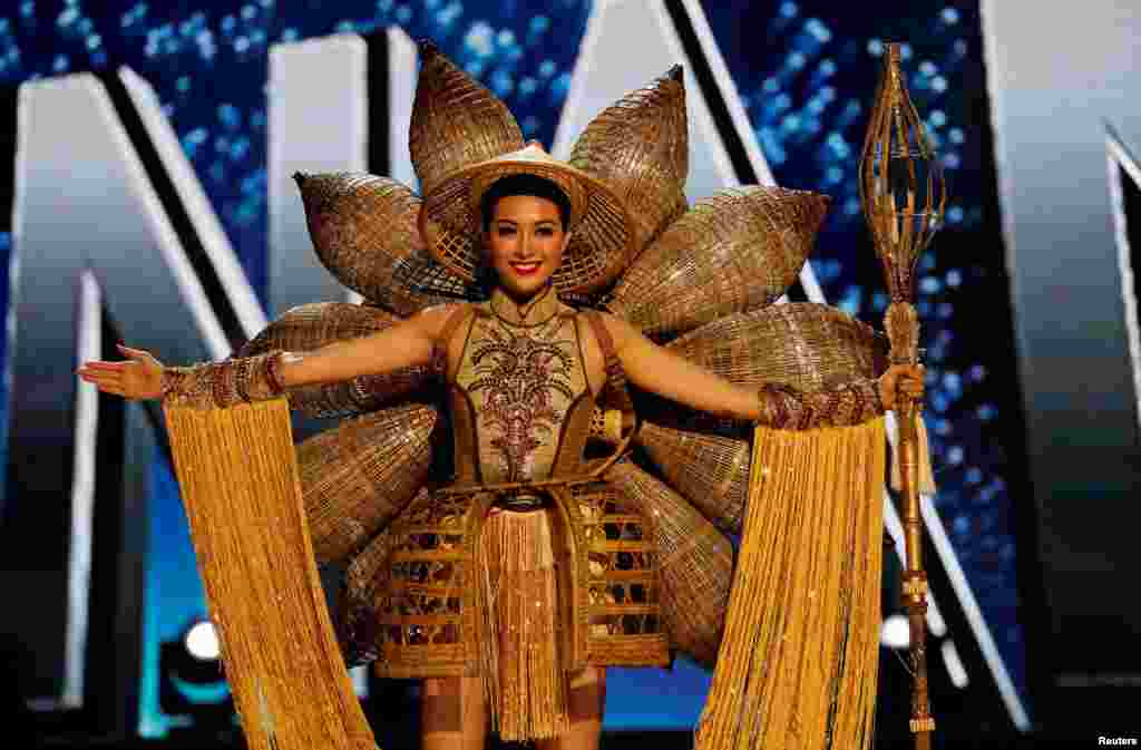 Miss Universe candidate from Vietnam, Le Hang, competes during a national costume preliminary competition in Pasay, Metro Manila, the Philippines.