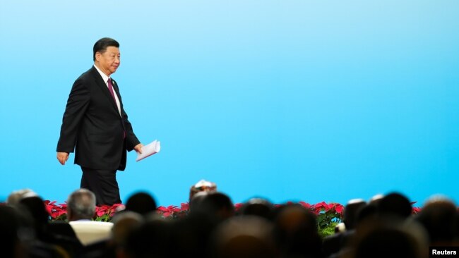中国国家主席习近平2018年9月3日在中非工商峰会上发言（路透社）