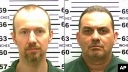 This combination made from photos released by the New York State Police shows inmates David Sweat, left, and Richard Matt. (New York State Police via AP)