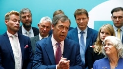 El líder partido Brexit, Nigel Farage, durante una conferencia en Londres sobre los resultados de las elecciones en el Parlamento Europeo, el 27 de mayo de 2019.