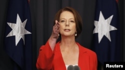 Perdana Menteri Australia Julia Gillard (foto: dok). Australia yang punya hubungan ekonomi kuat dengan Tiongkok, diimbau ikut meredakan ketegangan di Laut Cina Selatan.
