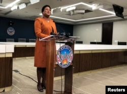 Atlanta City Council President Felicia Moore speaks about the last week's cyberattack on city computers in Atlanta, Georgia, March 29, 2018.