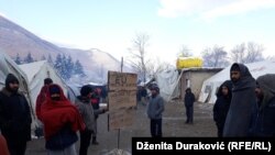 Migrants and refugees in the camp Vucjak near Bihac