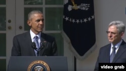 President Barack Obama announced the selection of federal appeals court judge Merrick Garland as his Supreme Court nominee, at the White House in Washington, D.C., March 16, 2016.
