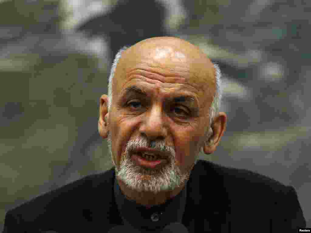 Afghan President Ashraf Ghani speaks to the media during an event in Kabul saying that reports of CIA torture at a detention center in his country &quot;violated all accepted norms of human rights in the world,&quot; Dec. 10, 2014.