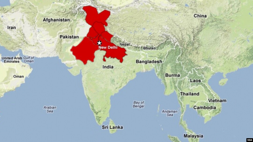 A map showing the eight states suffering from the power outage in northern India including Jammu and Kashmir, Himachal Pradesh, Punjab, Haryana, Uttar Pradesh, Delhi, Uttarakhand and Rajasthan.