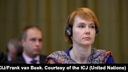 Олена Зеркаль на слуханні позову України проти Росії в Міжнародному суді ООН 7 червня 2019 р.