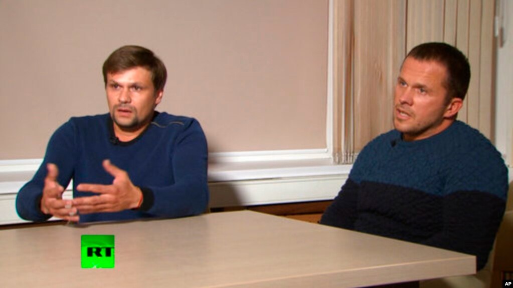 Кадр из интервью «Боширова» и «Петрова» для российского телеканала RT