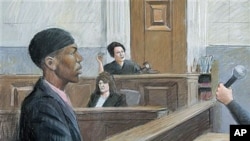 In this courtroom drawing, Umar Farouk Abdulmutallab appears in U.S. District Judge Nancy Edmunds' courtroom in Detroit, October 4, 2011.