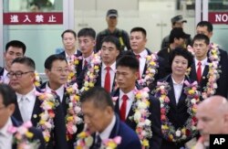 북한 주도 국제태권도연맹(ITF) 태권도 시범단이 23일 김포국제공항을 통해 한국에 입국했다.