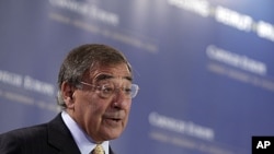 US Defense Secretary Leon Panetta speaks during a Carnegie Think Tank event at the Conrad Hotel in Brussels, October 5, 2011.