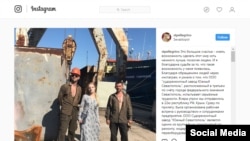 Russia - Elizaveta Peskova, daughter of Dmitry Peskov, at a shipbuilding yard in Sevastopol