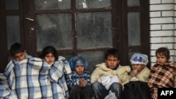 Des enfants réfugiés près de Presevo en Serbie, le 10 septembre 2015 (Photo AFP)