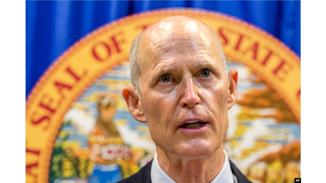 Florida Governor Rick Scott lays out his school safety proposal during a press conference at the Florida Capitol in Tallahassee, Fla., Feb. 23, 2018.