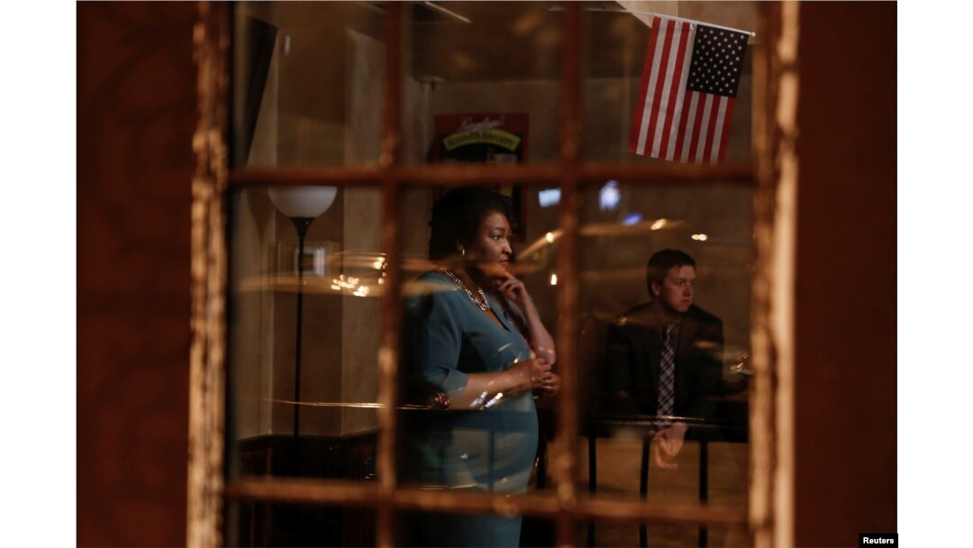 Stacey Abrams, running for the Democratic primary for Georgia's 2018 governor's race, speaks to a meeting of young Democrats in Cobb County, Georgia, November 16, 2017.