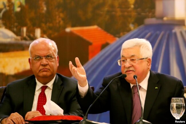 Palestinian President Mahmoud Abbas delivers a speech following the announcement by the U.S. President Donald Trump of the Mideast peace plan, in Ramallah in the Israeli-occupied West Bank January 28, 2020. REUTERS/Raneen Sawafta