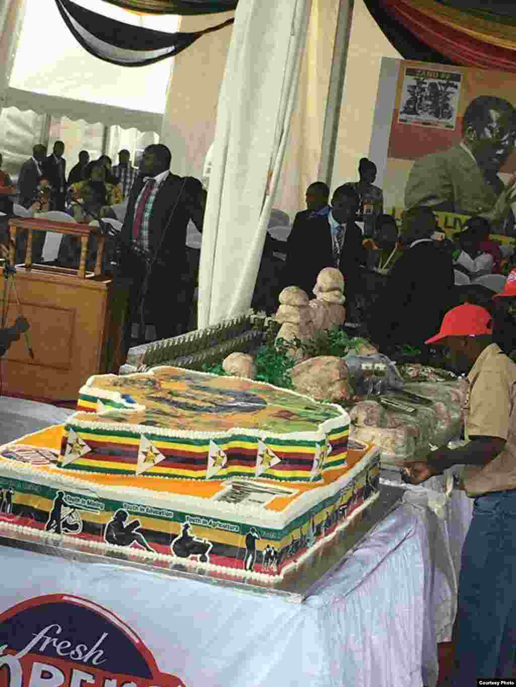 A birthday cake for President Robert Mugabe ...