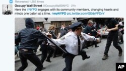 Una de las imágenes difundidas por Twitter data de las protestas “Ocupemos Wall Street” en Nueva York.