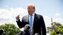 FILE - President Donald Trump speaks to members of the media on the South Lawn of the White House in Washington, May 14, 2019.