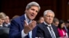 Secretary of State John Kerry, left, and Defense Secretary Chuck Hagel, right, appear before the Senate Foreign Relations Committee, Sept. 3, 2013, on Capitol Hill in Washington. 