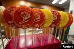 Candy lollipops are seen for sale during the Cannes Lions International Festival of Creativity in Cannes, France, June 2018. (REUTERS/Eric Gaillard)