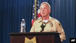 FILE - Clark County Sheriff Joe Lombardo speaks at a press conference, June 5, 2017, in Las Vegas, Nev.