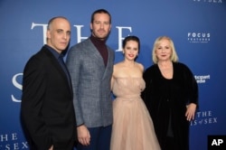 Screenwriter Daniel Stiepleman, left, actor Armie Hammer, actress Felicity Jones and director Mimi Leder pose together at a special screening of "On The Basis of Sex" at the Walter Reade Theater on Dec. 16, 2018, in New York.