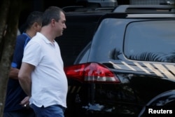 Brazil's billionaire businessman Joesley Batista leaves the Federal Police headquarters in Brasilia, Brazil, Sept. 11, 2017.