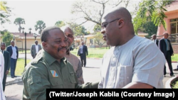 Joseph Kabila, mokonzi ya kala, akutani na mokonzi ya sika Félix Tshisekedi, Cité ya Union africaine, Kinshasa, 17 février 2019. (Twitter/Joseph Kabila)