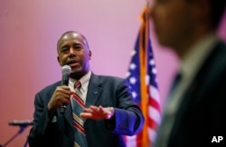 FILE - Republican presidential candidate, Dr. Ben Carson speaks at a rally in Pahrump, Nevada.