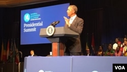 President Barack Obama addressing Mandela Washington fellows in Washington DC.