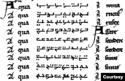Một bảng số trong trang sách thế kỷ 13 sử dụng chữ số Cistercian, trích sách Ciphers of the Monks của David King.