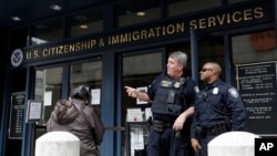 File - The entrance to the Immigration and Customs Enforcement office in San Francisco is seen in this Feb. 28, 2018, photo.