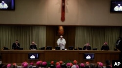 Pope Francis speaks during an audience with participants to the New Evangelization meeting, in the New Synod hall at the Vatican, Oct. 11, 2017.