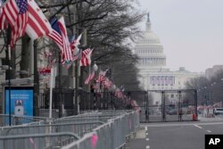 Pemandangan di Pennsylvania Avenue di sekitar Capitol Hill di Washington, Jumat, 15 Januari 2021. (Foto: AP)