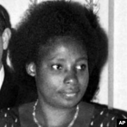 A 1977 file photo shows the wife of Juvenal Habyarimana, Agathe, during an official meeting at the Elysee Palace in Paris