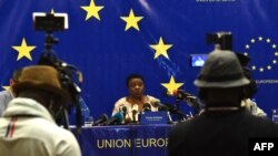 Cécile Kyenge, chef de la mission d'observation des élections de l'Union européenne au Mali, lors d'une conférence de presse à Bamako, le 14 août 2018.