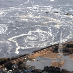 Waves hitting the coast of northern Japan after the March 11 earthquake