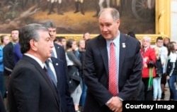 Congressman Trent Kelly with Uzbek President Shavkat Mirziyoyev, U.S. Congress, Washington, May 17, 2018