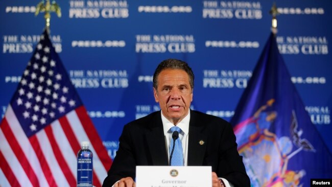 New York Governor Andrew Cuomo addresses a briefing on the coronavirus disease