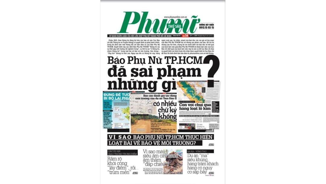 Báo in Phụ nữ hôm 29/05/2020. Photo Facebook Phụ nữ