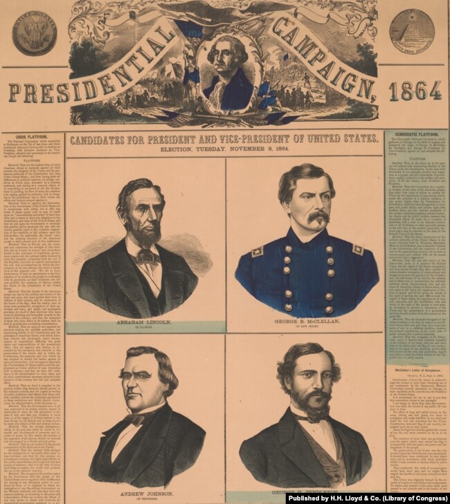 Presidential campaign, 1864. Candidates for President and Vice-President of United States. Election, Tuesday, November 8, 1864