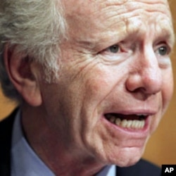 A September 21, 2011 photo shows Senate Homeland Security and Governmental Affairs Chairman Sen. Joseph Lieberman presiding over a hearing on Capitol Hill amid tiff corporate opposition to a Senate proposal seeking to bolster the government's ability to r