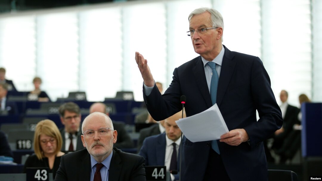Šef evropskih pregovarača Mišel Barnije govori u Evropskom parlamentu u Strazburu 16. januara 2019.