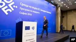 Predsednik Evropskog saveta Donald Tusk dolazi na konferenciju za novinare uoči samita EU-Zapadni Balkan u Sofiji