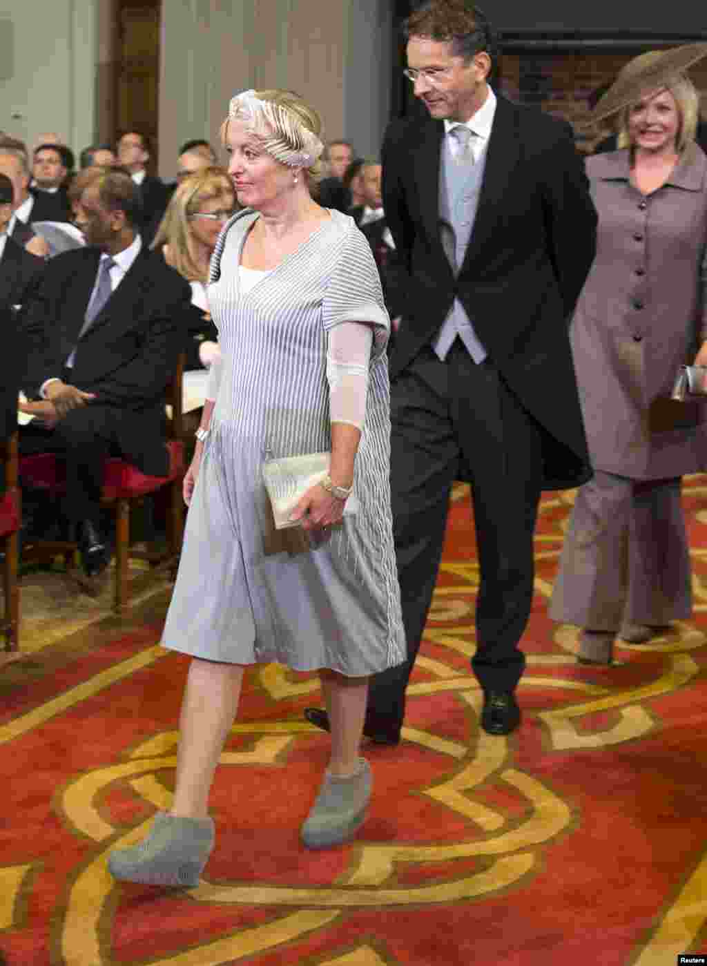 Jet Bussemaker, Minister of Education, arrives at the Hall of Knights for the official opening of the new parliamentary year in The Hague, Netherlands. Her shoes and handbag were printed with a 3D Printer at the University of Eindhoven.