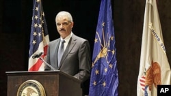Attorney General Eric Holder speaks in Indianapolis, February 18, 2011 (file photo)