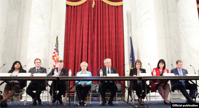 Komisi pemantau kebebasan beragama internasional, USCIRF, dalam konferensi pers laporan tahunan 2019 di Washington, D.C. (Foto: dok).