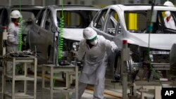 Chaîne de montage d'une usine Honda à Celaya, dans l'État de Guanajuato au Mexique, le 21 février 2014.