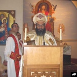 Senior Coptic Priest conducting Christmas mass in Virginia